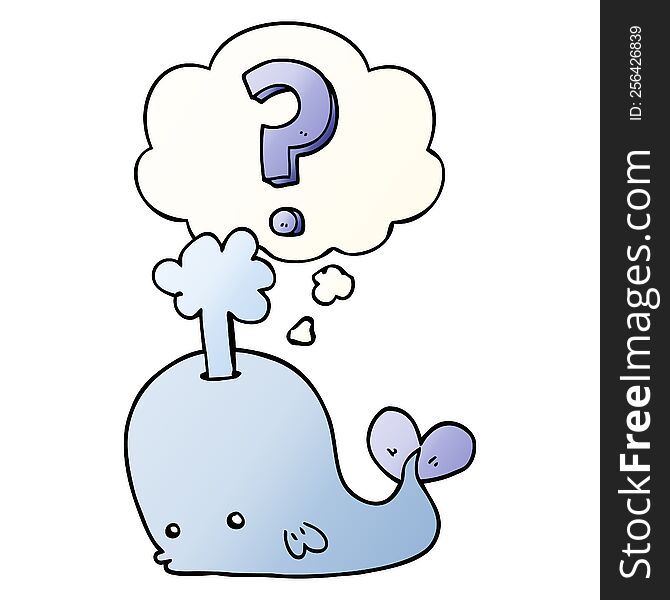 Cartoon Curious Whale And Thought Bubble In Smooth Gradient Style