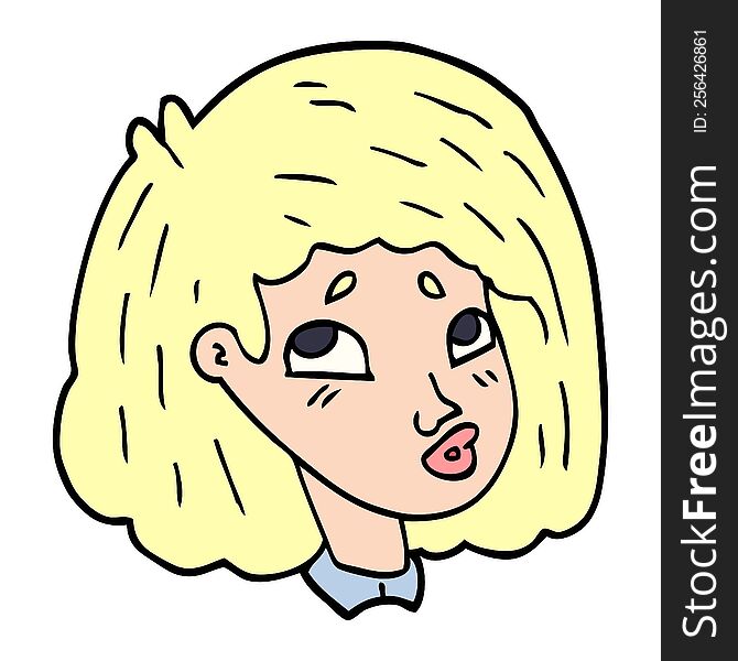 cartoon doodle face of a girl