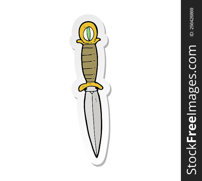 Sticker Of A Cartoon Mystic Dagger