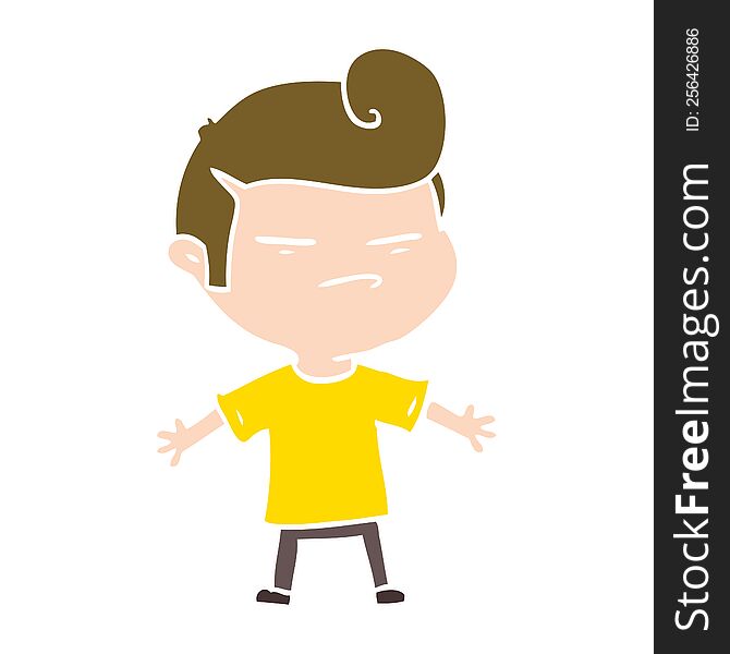 flat color style cartoon cool guy with fashion hair cut