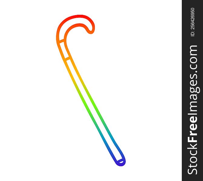 rainbow gradient line drawing of a cartoon walking stick