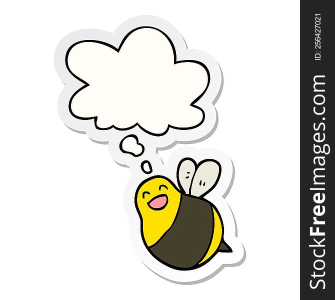 cartoon bee with thought bubble as a printed sticker