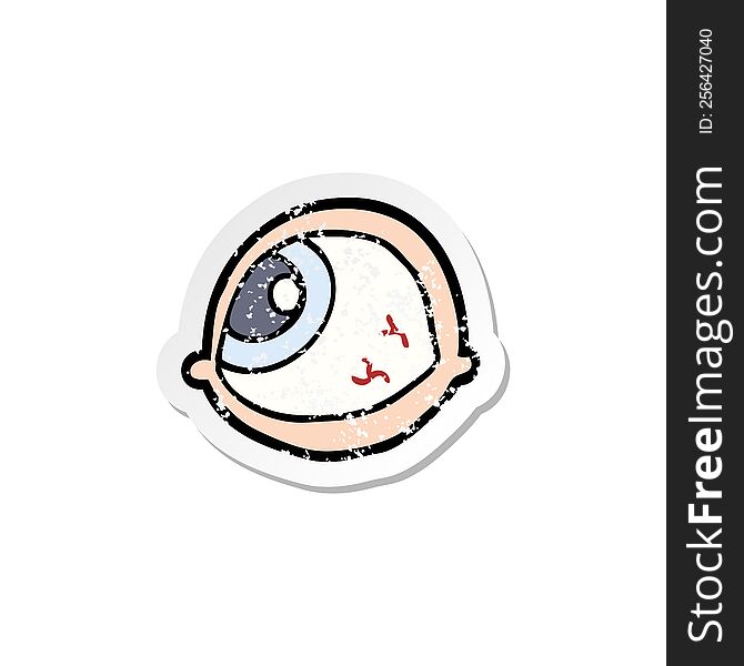 Distressed Sticker Of A Spooky Staring Eyeball Cartoon