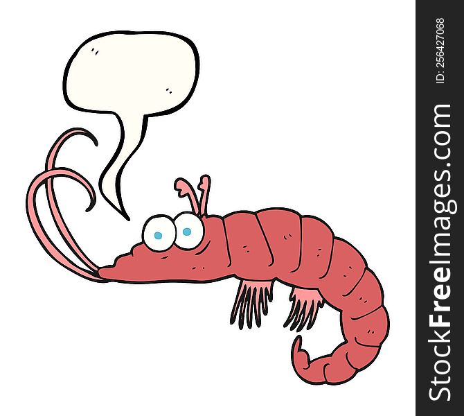 freehand drawn speech bubble cartoon shrimp