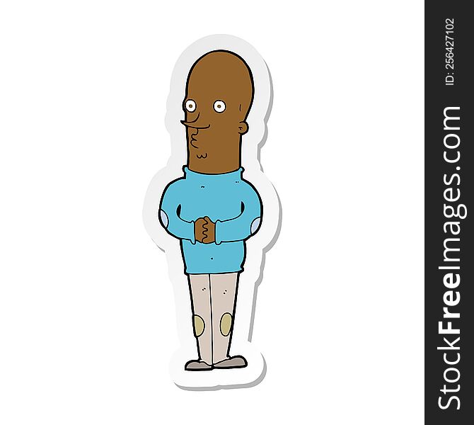 sticker of a cartoon funny bald man