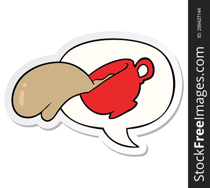 Cartoon Mug Of Coffee And Speech Bubble Sticker