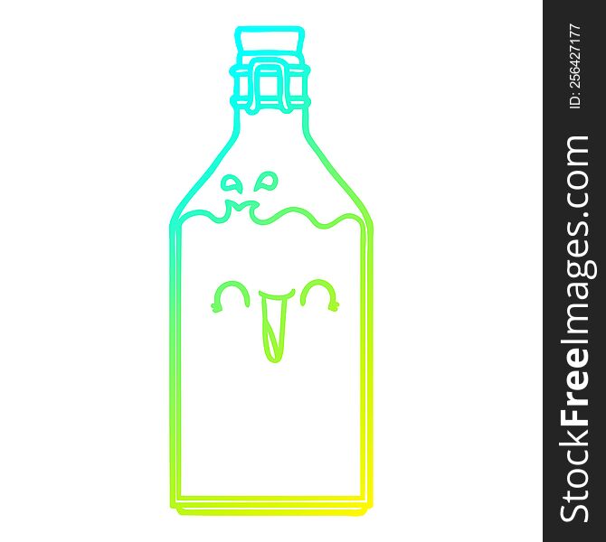 Cold Gradient Line Drawing Cartoon Old Juice Bottle