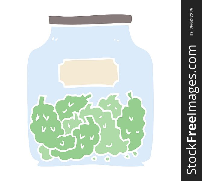 flat color illustration cartoon cannabis dispensary jar