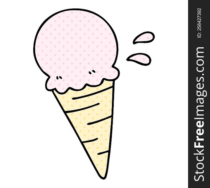 Quirky Comic Book Style Cartoon Vanilla Ice Cream