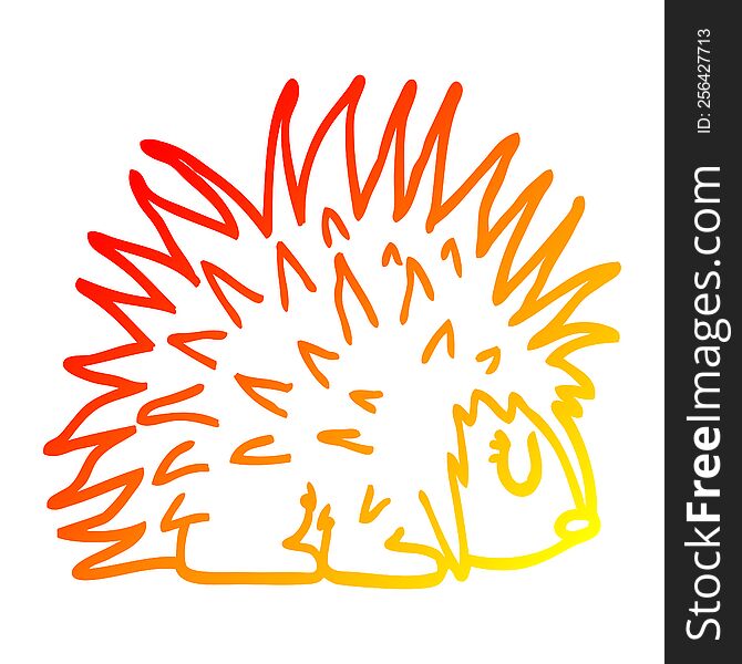 Warm Gradient Line Drawing Cartoon Spiky Hedgehog