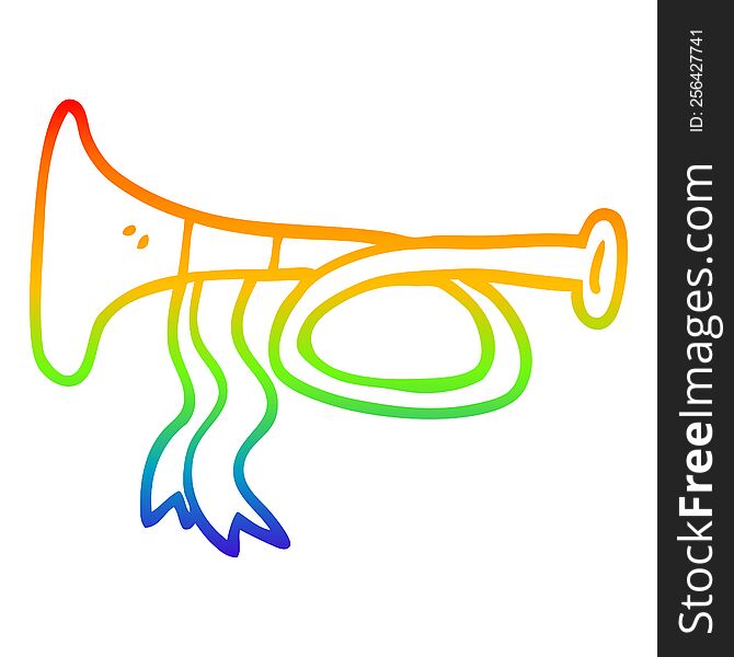 Rainbow Gradient Line Drawing Cartoon Metal Trumpet