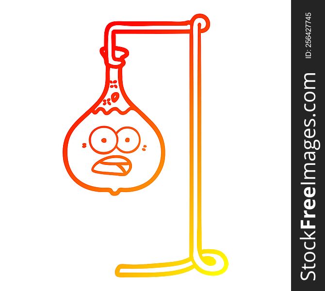 warm gradient line drawing of a cartoon science experiment
