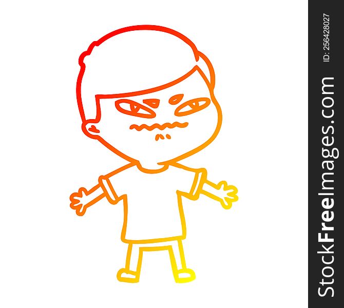 warm gradient line drawing of a cartoon exasperated man