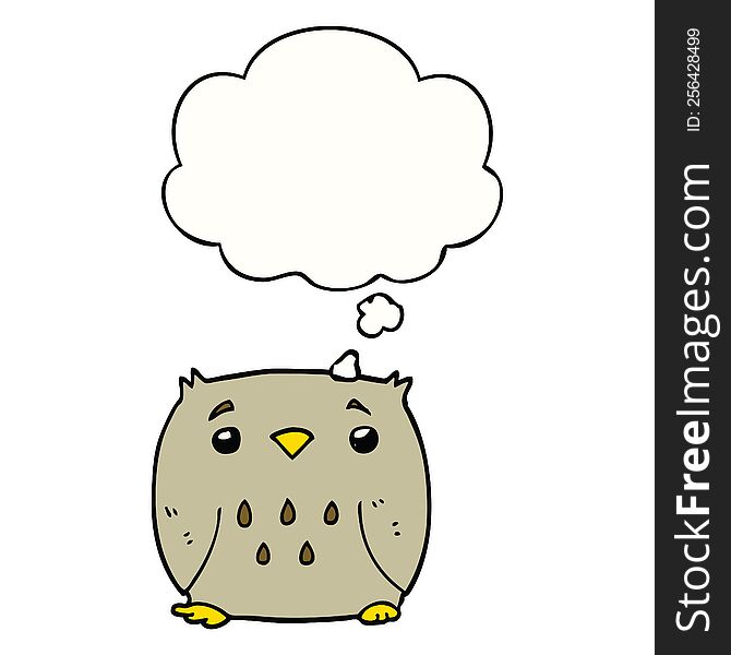 Cartoon Owl And Thought Bubble