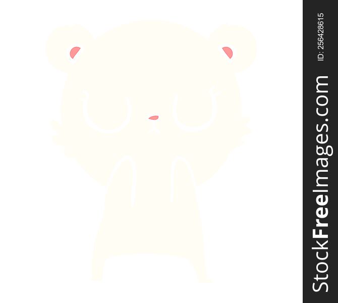 Peaceful Flat Color Style Cartoon Polar Bear