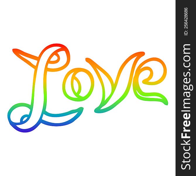 rainbow gradient line drawing cartoon love banner