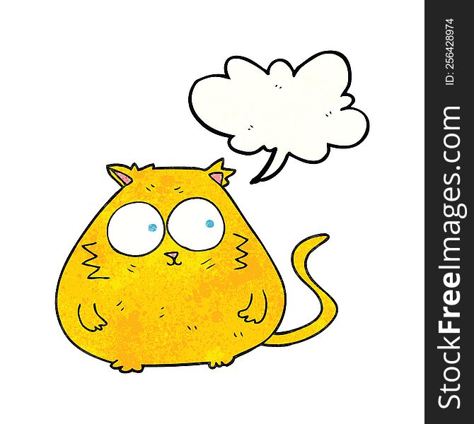 freehand speech bubble textured cartoon fat cat
