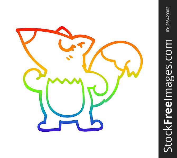 rainbow gradient line drawing of a cartoon squirrel