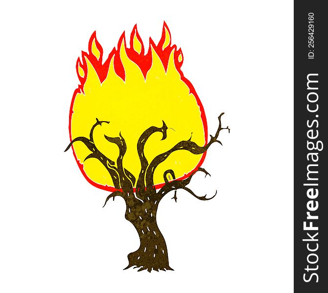 Cartoon Winter Tree On Fire