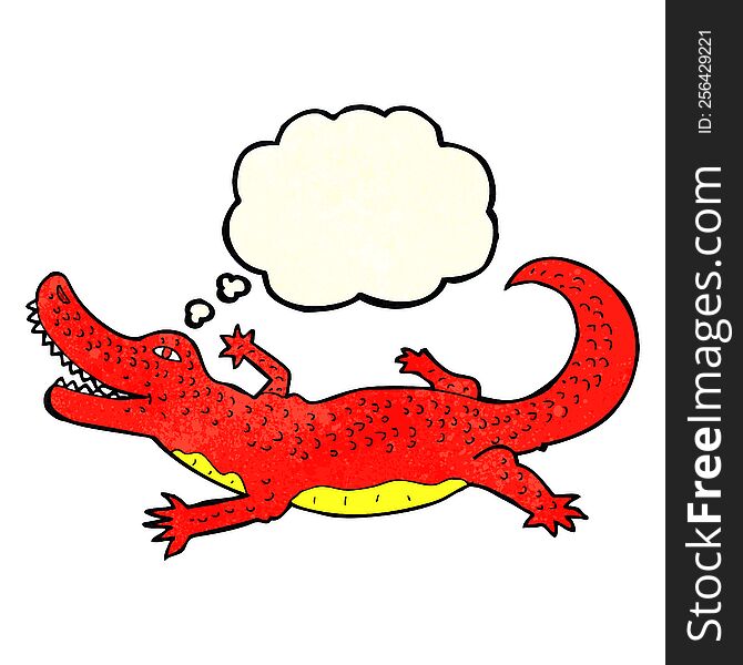 cartoon crocodile with thought bubble