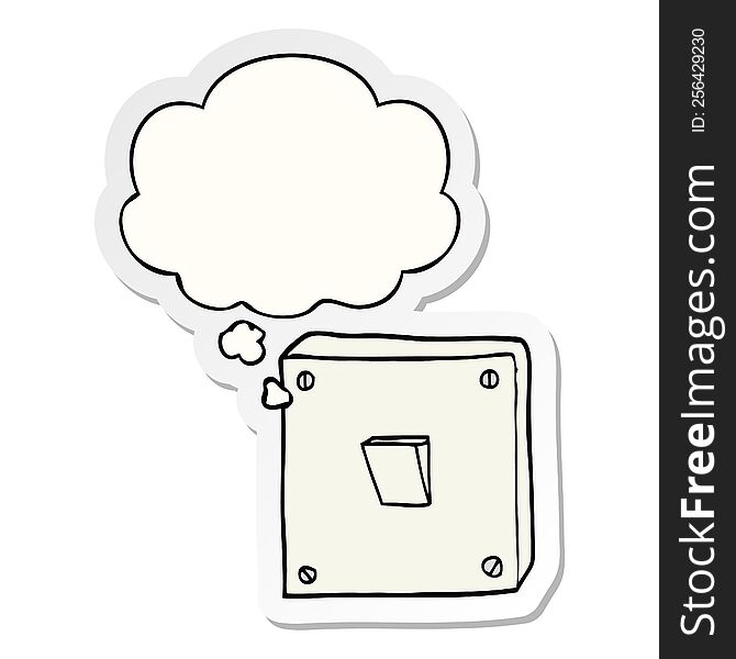 cartoon light switch with thought bubble as a printed sticker