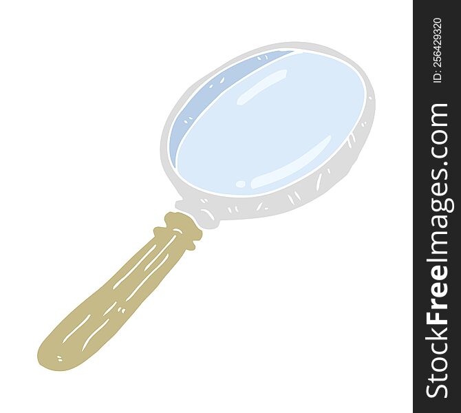 Flat Color Illustration Of A Cartoon Magnifying Glass