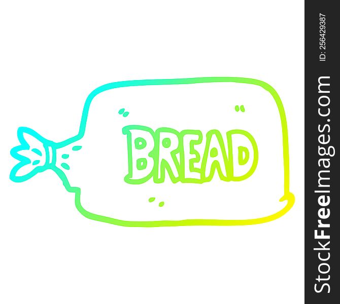 cold gradient line drawing of a cartoon bread in bag