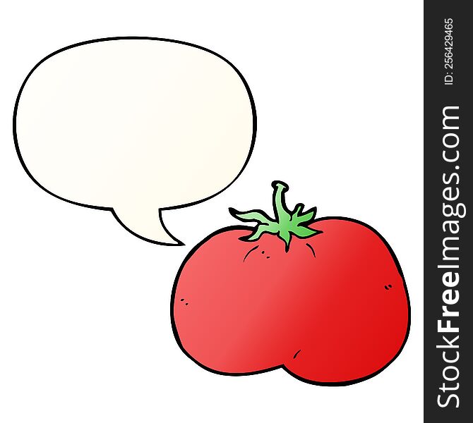 Cartoon Tomato And Speech Bubble In Smooth Gradient Style