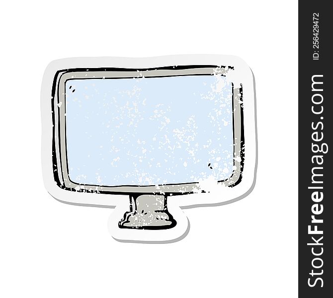 retro distressed sticker of a cartoon computer screen