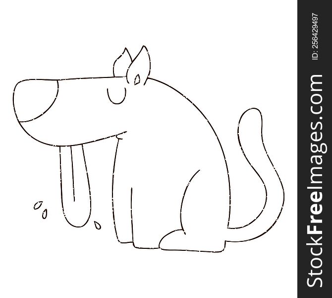 Panting Dog Charcoal Drawing