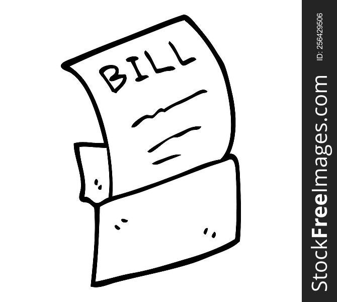 line drawing cartoon bill in envelope