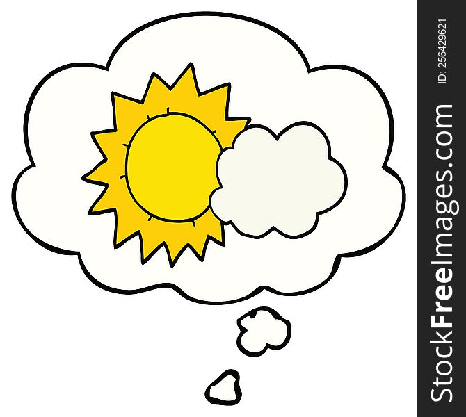 cartoon weather with thought bubble. cartoon weather with thought bubble