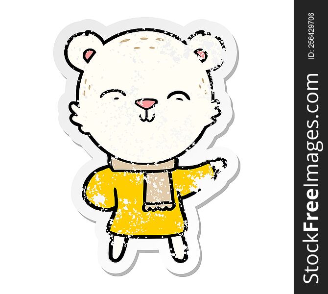 Distressed Sticker Of A Happy Cartoon Polar Bear
