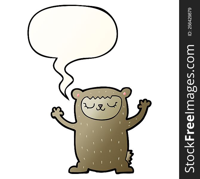 Cute Cartoon Bear And Speech Bubble In Smooth Gradient Style