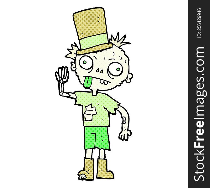 freehand drawn comic book style cartoon zombie