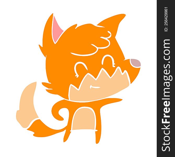 Flat Color Style Cartoon Friendly Fox