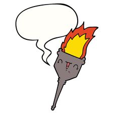 Cartoon Flaming Chalice And Speech Bubble Stock Image