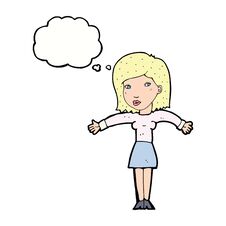 Free Cartoon Woman Shrugging Shoulders With Thought Bubble Stock Photo - 256437860