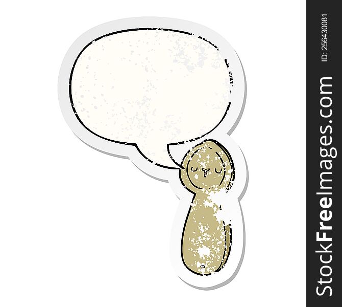 Cartoon Spoon And Speech Bubble Distressed Sticker