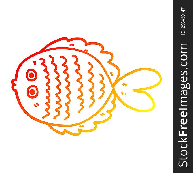 Warm Gradient Line Drawing Cartoon Flat Fish