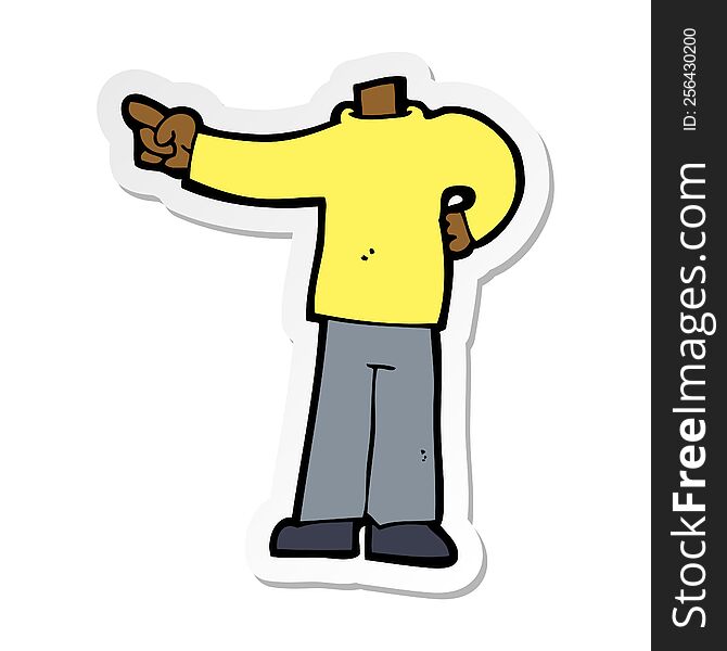 sticker of a cartoon pointing body