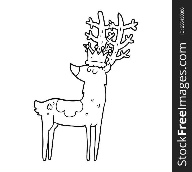 Black And White Cartoon Stag King