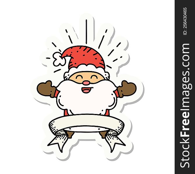 Sticker Of Tattoo Style Happy Santa Claus Christmas Character
