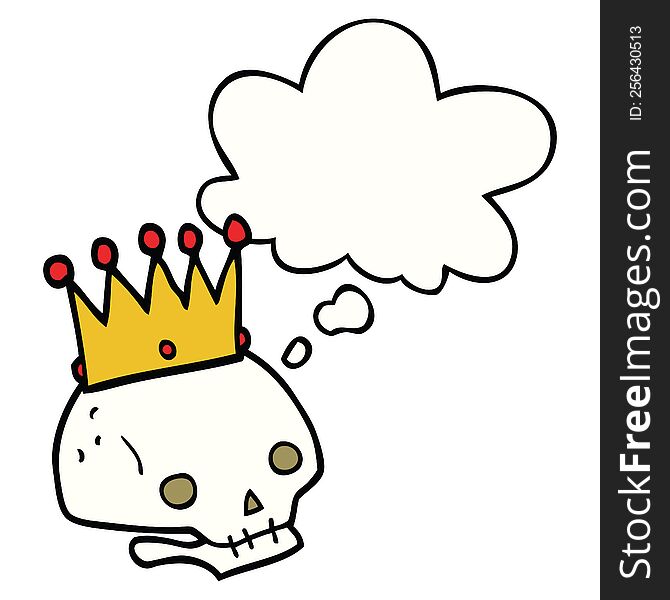 Cartoon Skull With Crown And Thought Bubble
