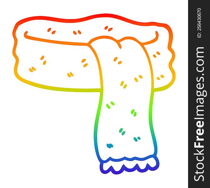 rainbow gradient line drawing of a cartoon scarf