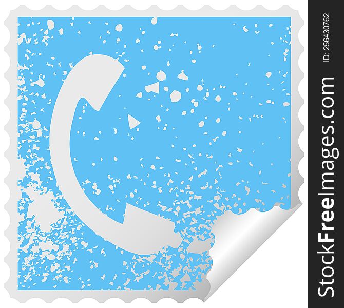 Distressed Square Peeling Sticker Symbol Telephone Receiver