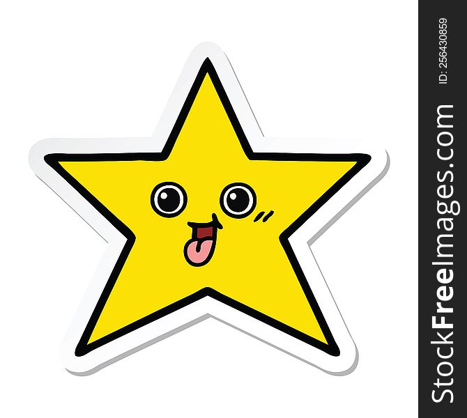Sticker Of A Cute Cartoon Gold Star