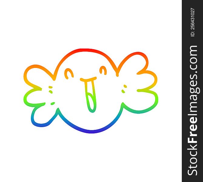 Rainbow Gradient Line Drawing Cartoon Happy Candy