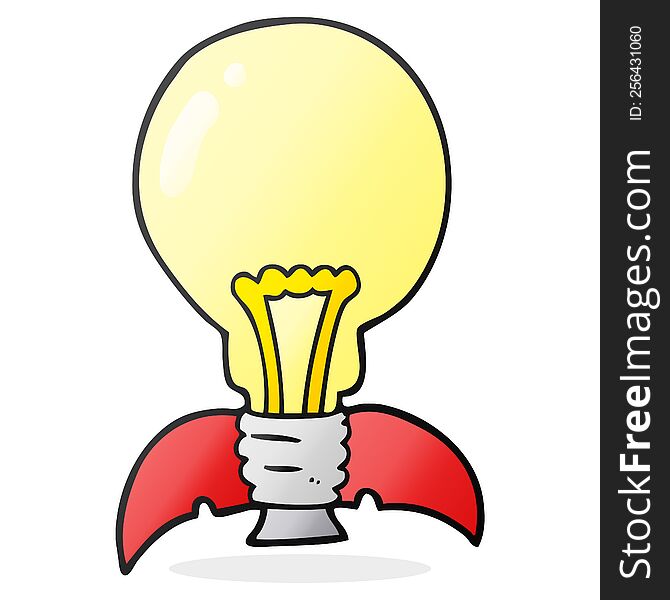 freehand drawn cartoon lightbulb rocket ship