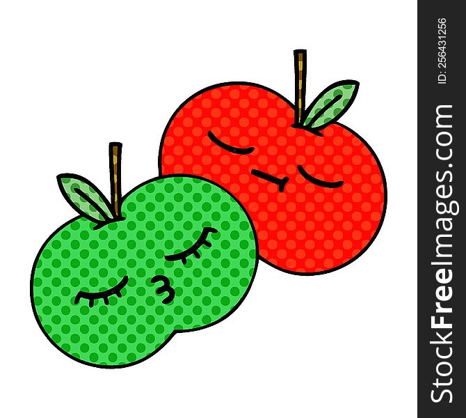 comic book style cartoon of a apples